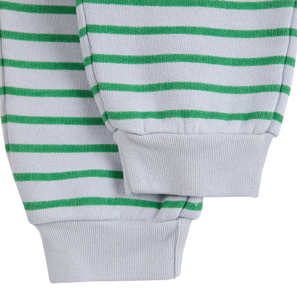 Bobo Choses Baby Sweatpants Light Heather Grey With Green Stripes