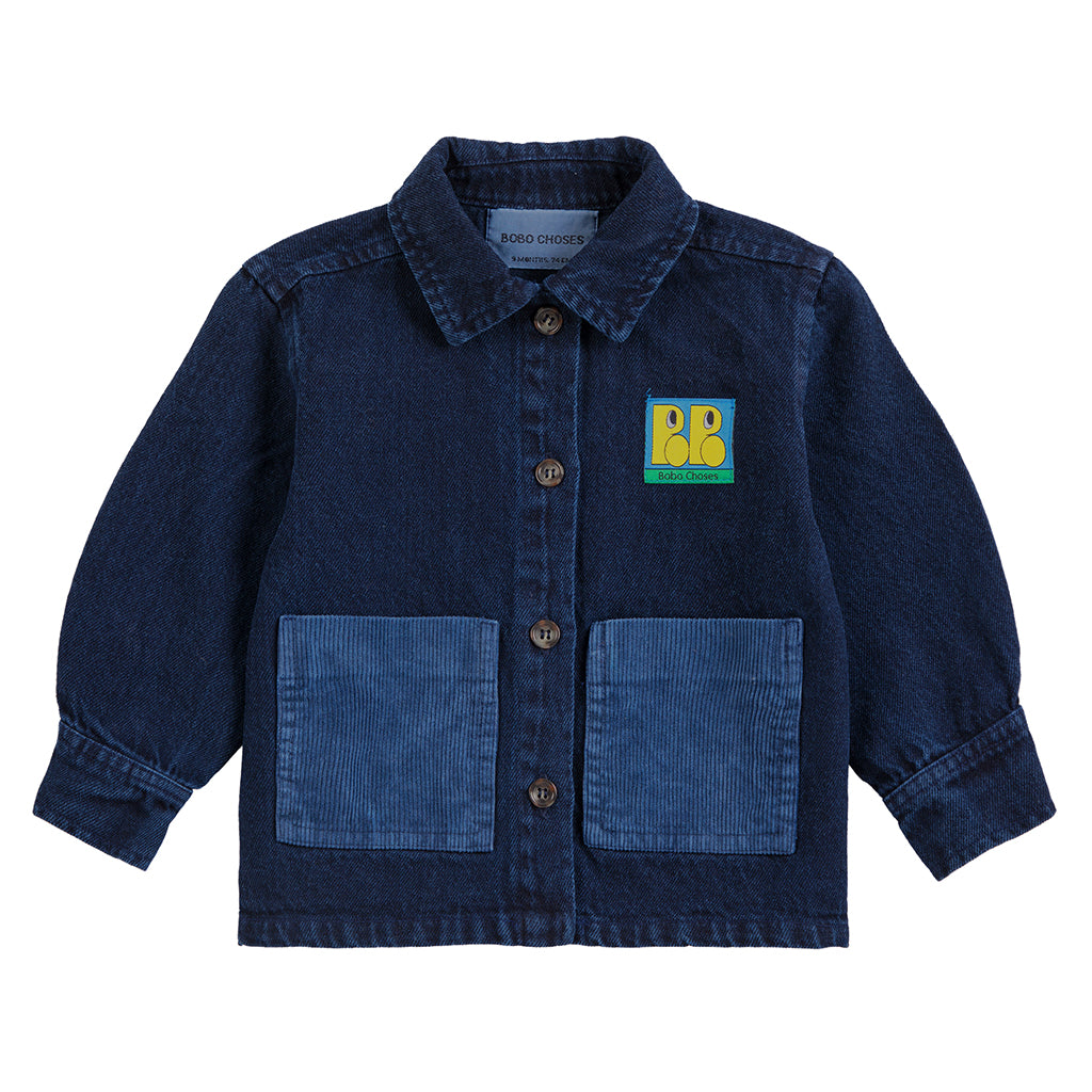 Bobo Choses Baby Denim Shirt With Booo Bo Choses Tag Midnight Blue
