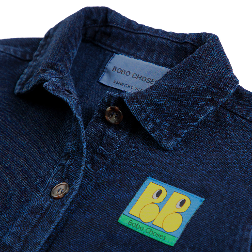 Bobo Choses Baby Denim Shirt With Booo Bo Choses Tag Midnight Blue
