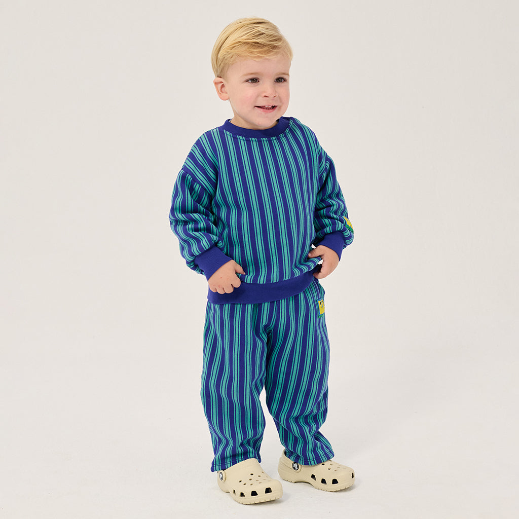 Bobo Choses Baby Sweatpants With Booo Bo Choses Tag Blue Stripes