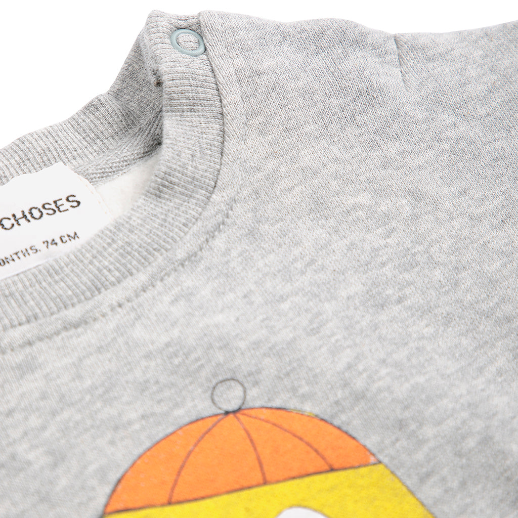 Bobo Choses Baby Sweatshirt Bigtooth Lemon Print Light Heather Grey