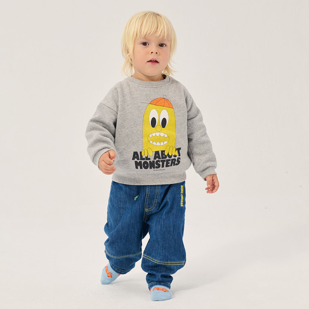 Bobo Choses Baby Sweatshirt Bigtooth Lemon Print Light Heather Grey
