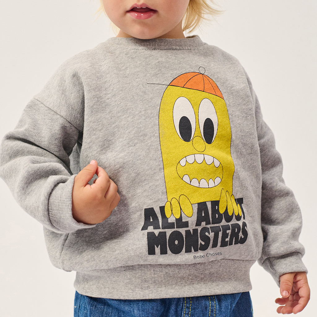Bobo Choses Baby Sweatshirt Bigtooth Lemon Print Light Heather Grey