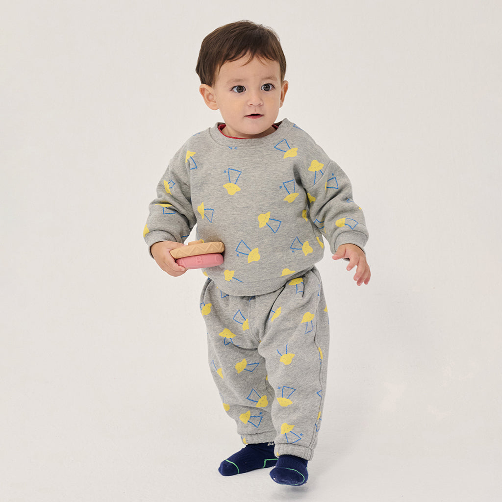 Bobo Choses Baby Sweatpants All Over Pixel Abduction Print Light Heather Grey