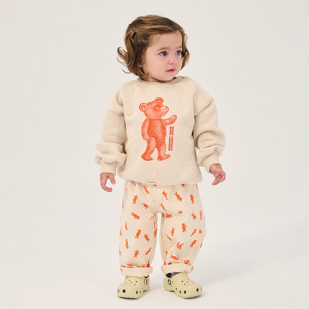 Bobo Choses Baby Denim Pants All Over Softpaw Monster Print Light Pink