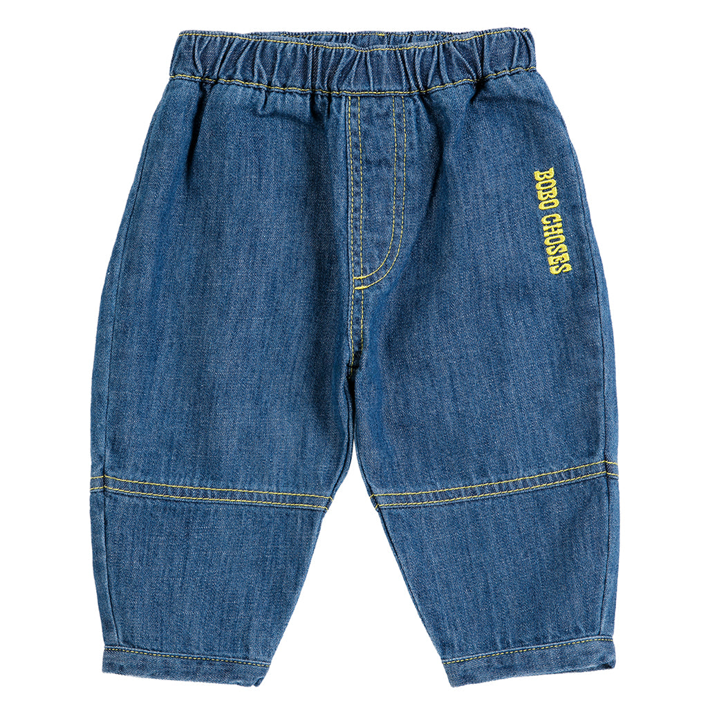 Bobo Choses Baby Denim Pants With Taxi Saurus Tag Midnight Blue