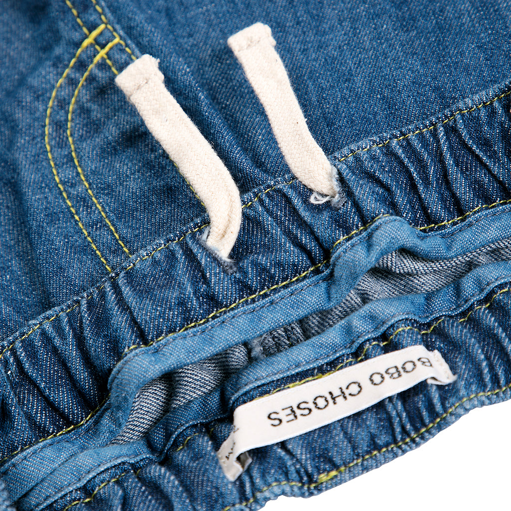 Bobo Choses Baby Denim Pants With Taxi Saurus Tag Midnight Blue