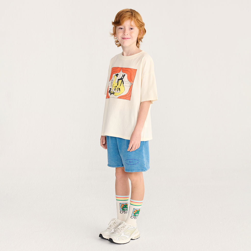 Bobo Choses Child T-shirt Taxi Saurus Print Cream