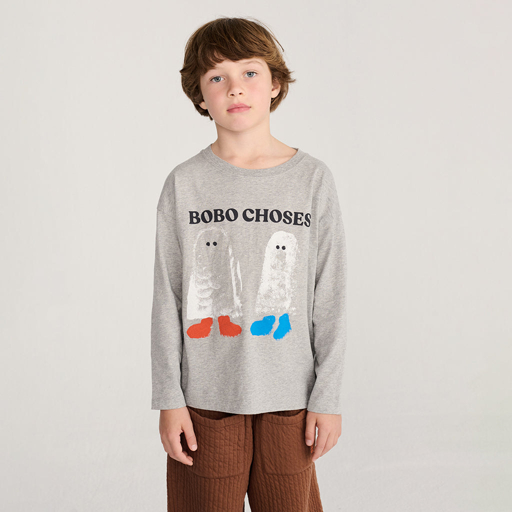 Bobo Choses Child T-shirt Booty Ghosts Print Heather Grey