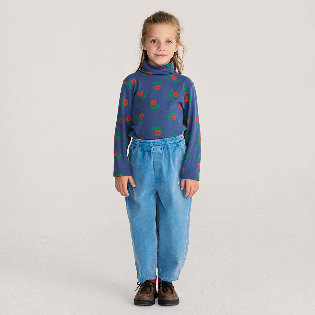 Bobo Choses Child Turtleneck T-shirt All Over Stamp Bloom Print Navy Blue