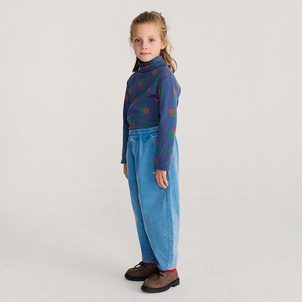 Bobo Choses Child Turtleneck T-shirt All Over Stamp Bloom Print Navy Blue