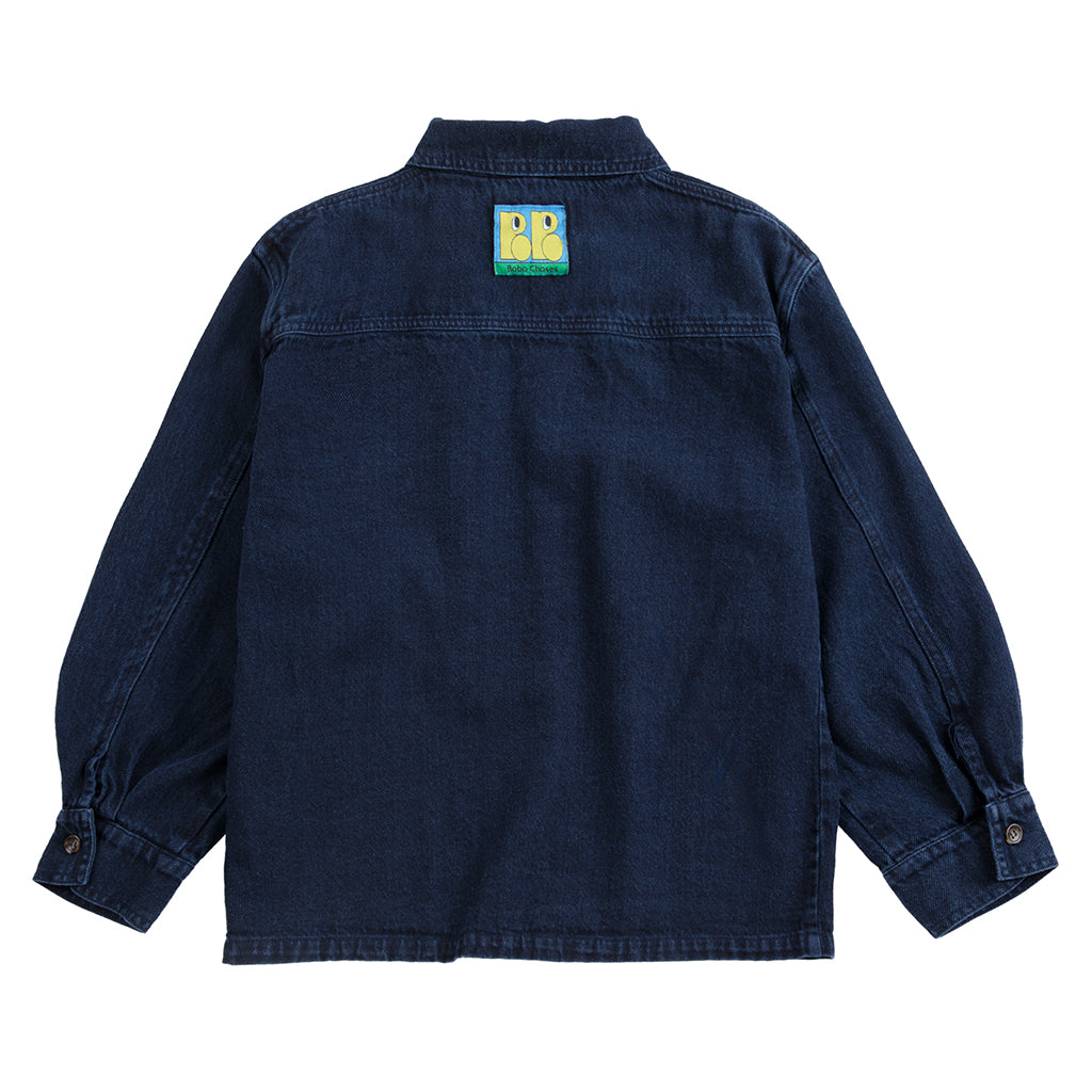 Bobo Choses Child Denim Shirt With Booo Bo Choses Tag Midnight Blue