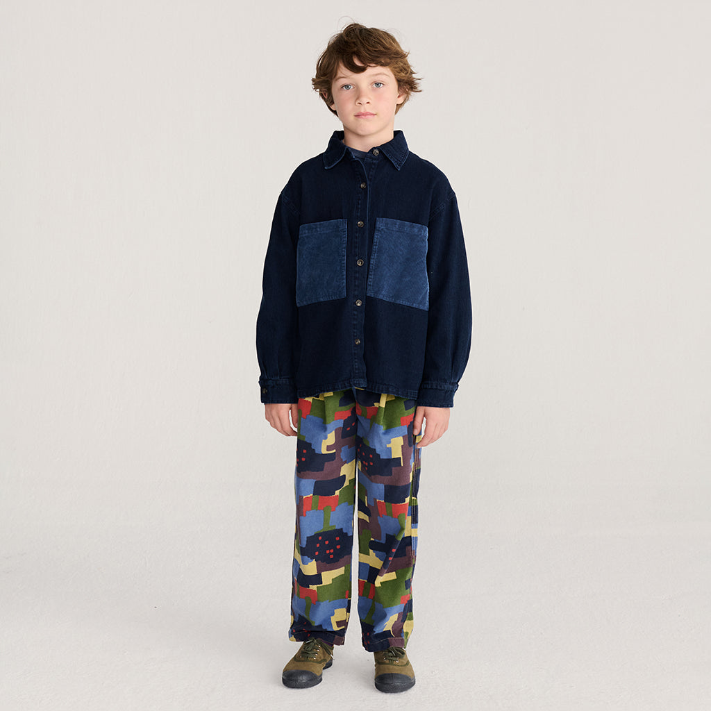 Bobo Choses Child Denim Shirt With Booo Bo Choses Tag Midnight Blue