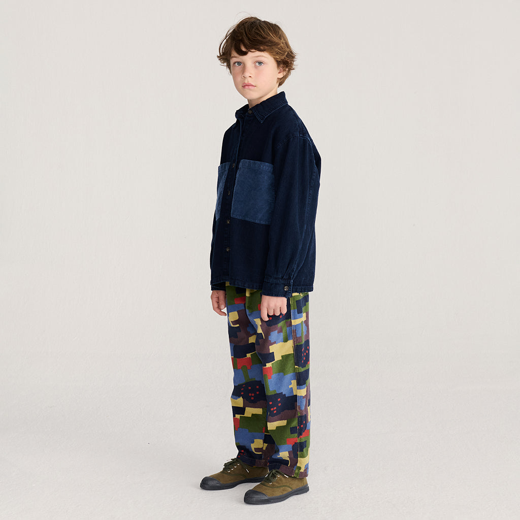 Bobo Choses Child Denim Shirt With Booo Bo Choses Tag Midnight Blue