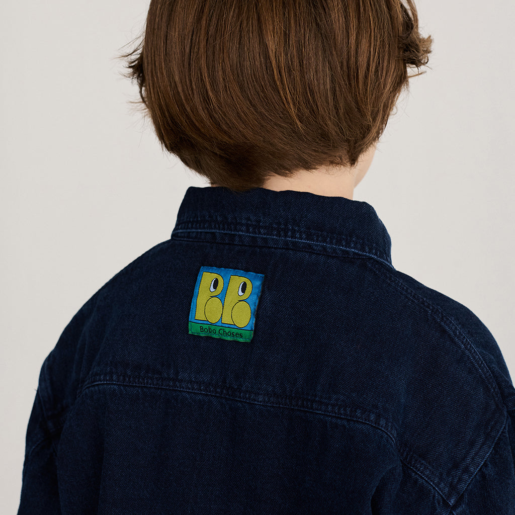 Bobo Choses Child Denim Shirt With Booo Bo Choses Tag Midnight Blue