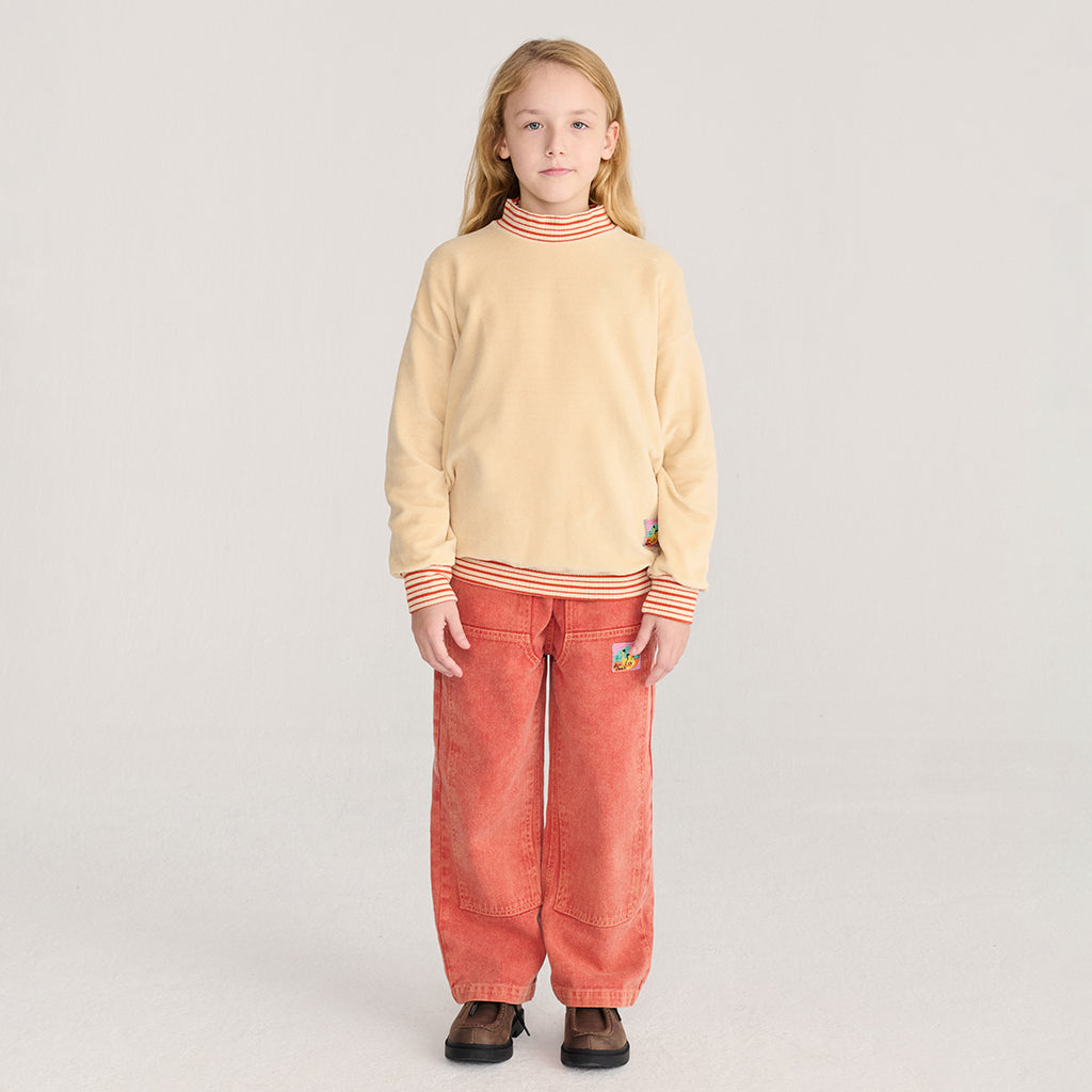 Bobo Choses Child Velvet Sweatshirt With Taxi Saurus Tag Light Pink