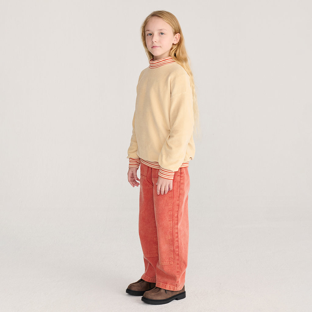 Bobo Choses Child Velvet Sweatshirt With Taxi Saurus Tag Light Pink