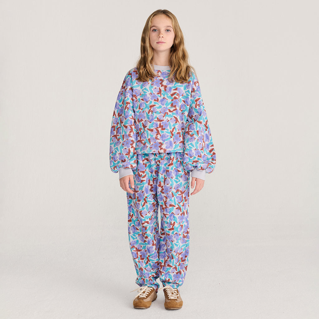 Bobo Choses Child Cropped Sweatshirt All Over Watercolour Floral Print Lavender Purple