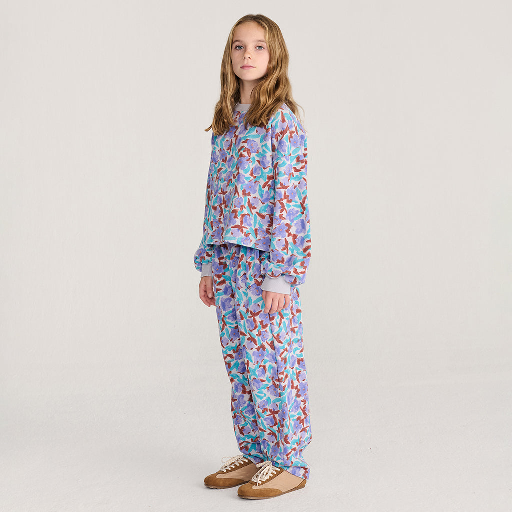 Bobo Choses Child Cropped Sweatshirt All Over Watercolour Floral Print Lavender Purple