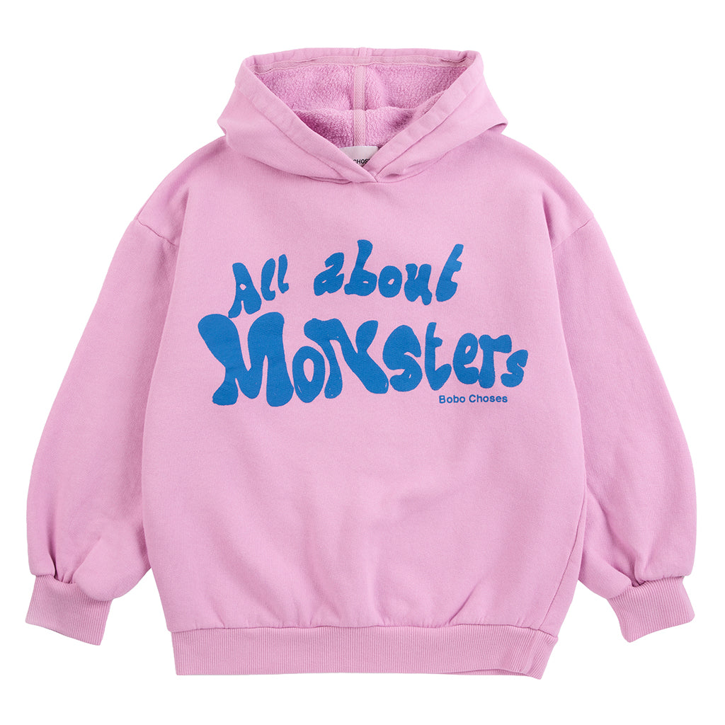 Bobo Choses Child Hooded Sweatshirt All About Monsters Print Pink
