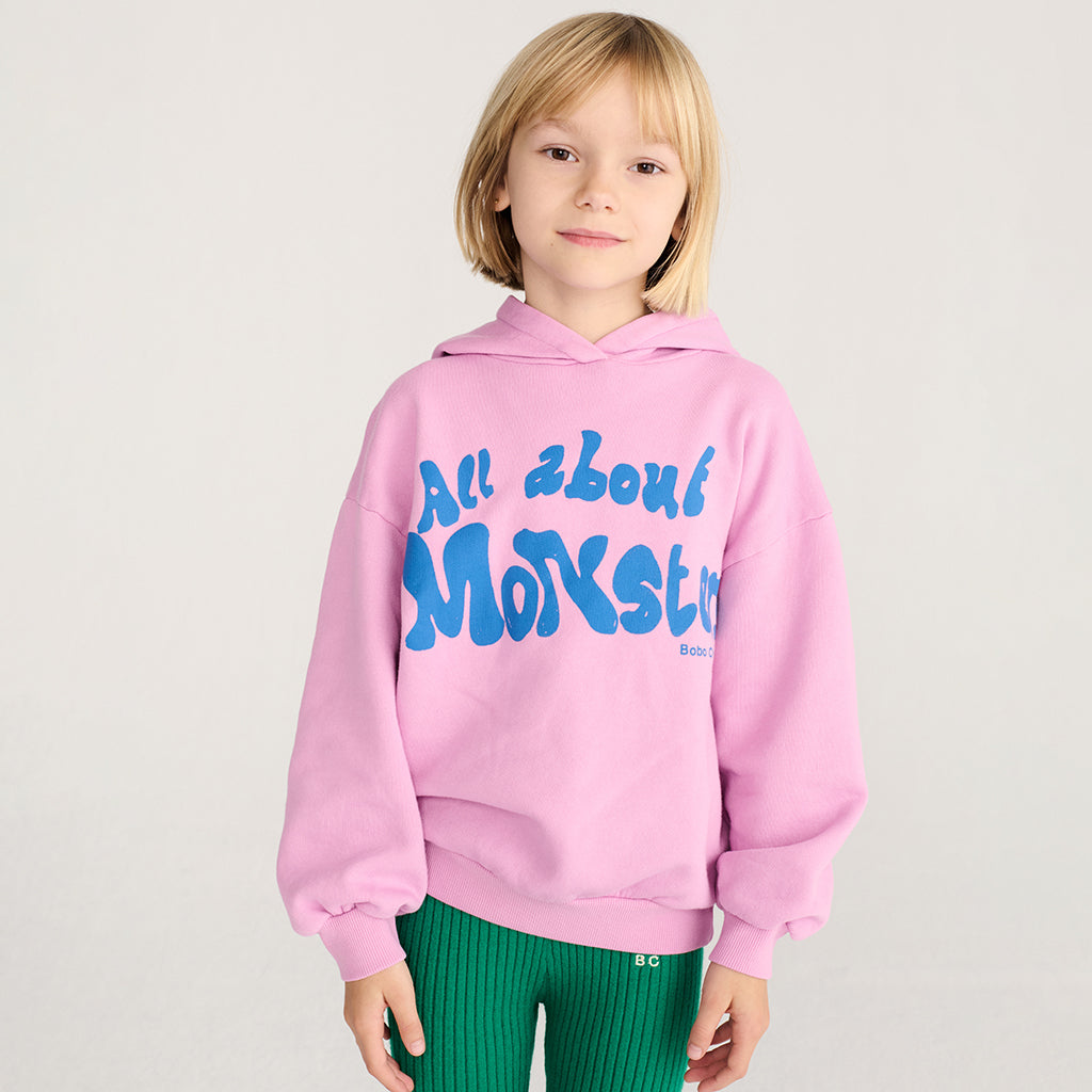 Bobo Choses Child Hooded Sweatshirt All About Monsters Print Pink