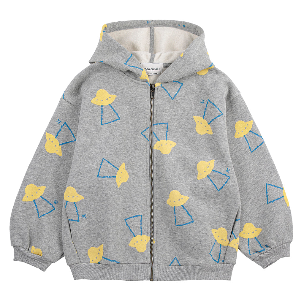 Bobo Choses Child Hooded Sweatshirt All Over Pixel Abduction Print Light Heather Grey