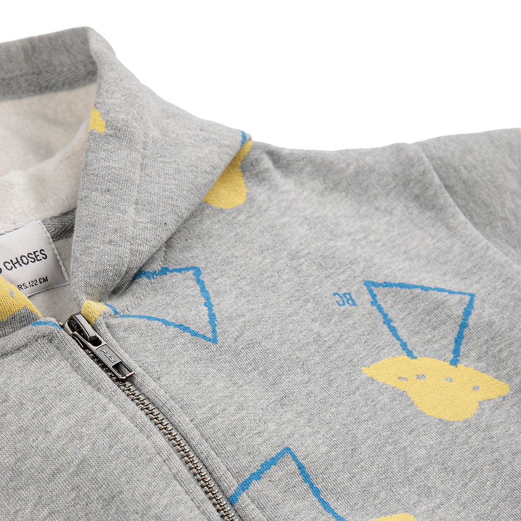 Bobo Choses Child Hooded Sweatshirt All Over Pixel Abduction Print Light Heather Grey