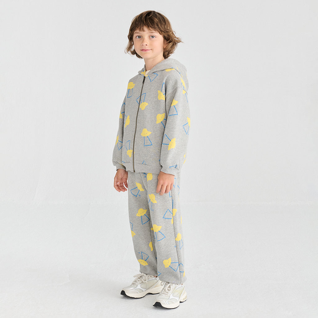 Bobo Choses Child Hooded Sweatshirt All Over Pixel Abduction Print Light Heather Grey