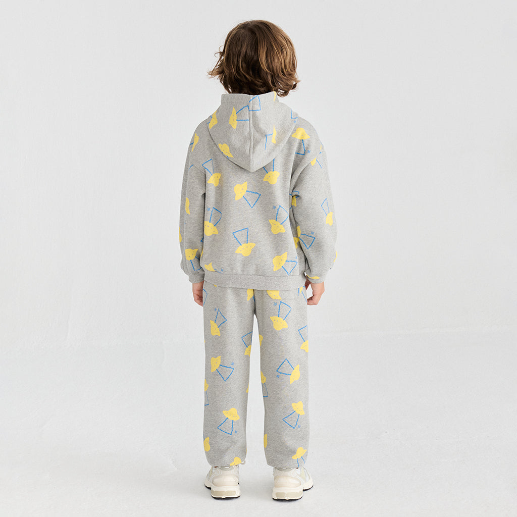 Bobo Choses Child Hooded Sweatshirt All Over Pixel Abduction Print Light Heather Grey