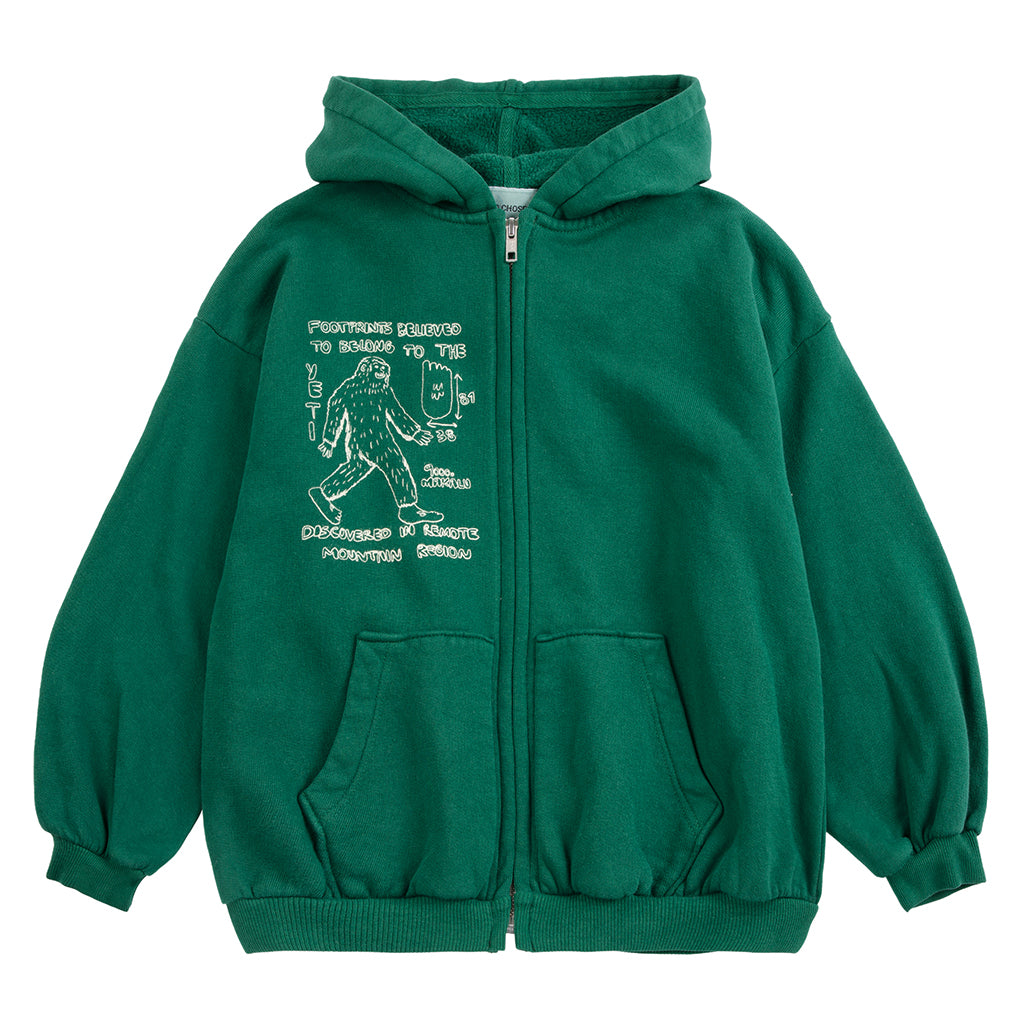 Bobo Choses Child Hooded Sweatshirt Mr. Footish Print Dark Green