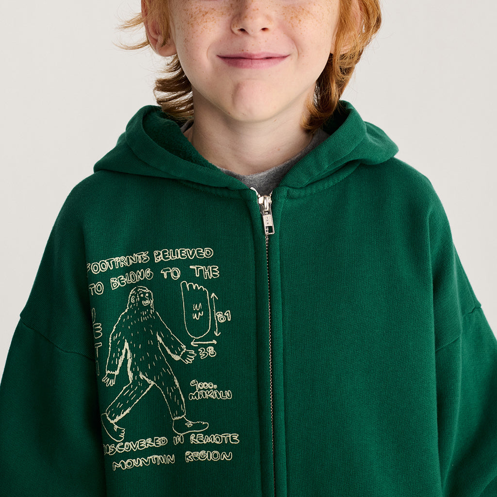 Bobo Choses Child Hooded Sweatshirt Mr. Footish Print Dark Green