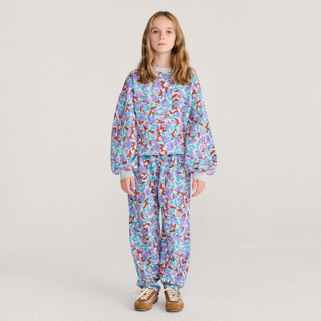Bobo Choses Child Cocoon Sweatpants All Over Watercolour Floral Print Lavender Purple