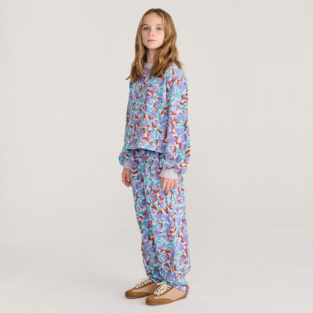 Bobo Choses Child Cocoon Sweatpants All Over Watercolour Floral Print Lavender Purple