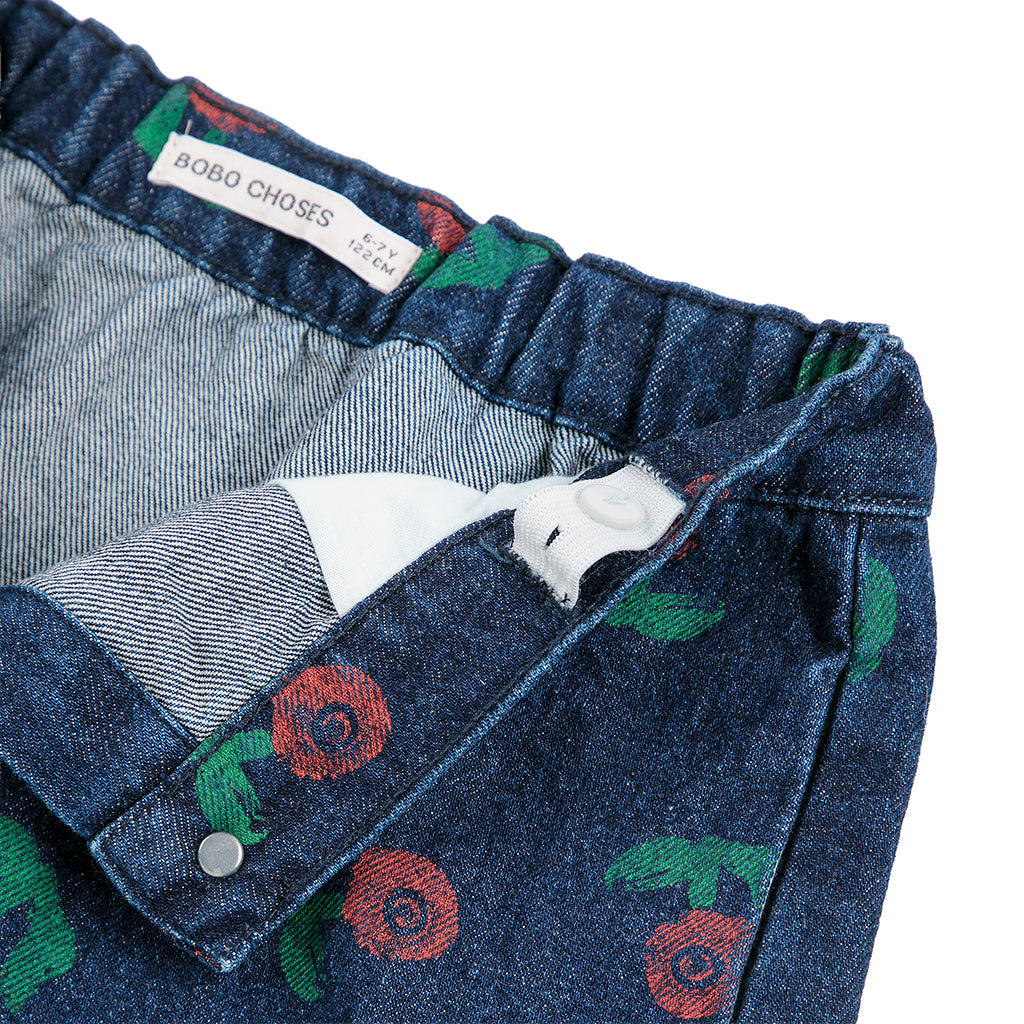 Bobo Choses Child Denim Skirt All Over Stamp Bloom Print Navy Blue