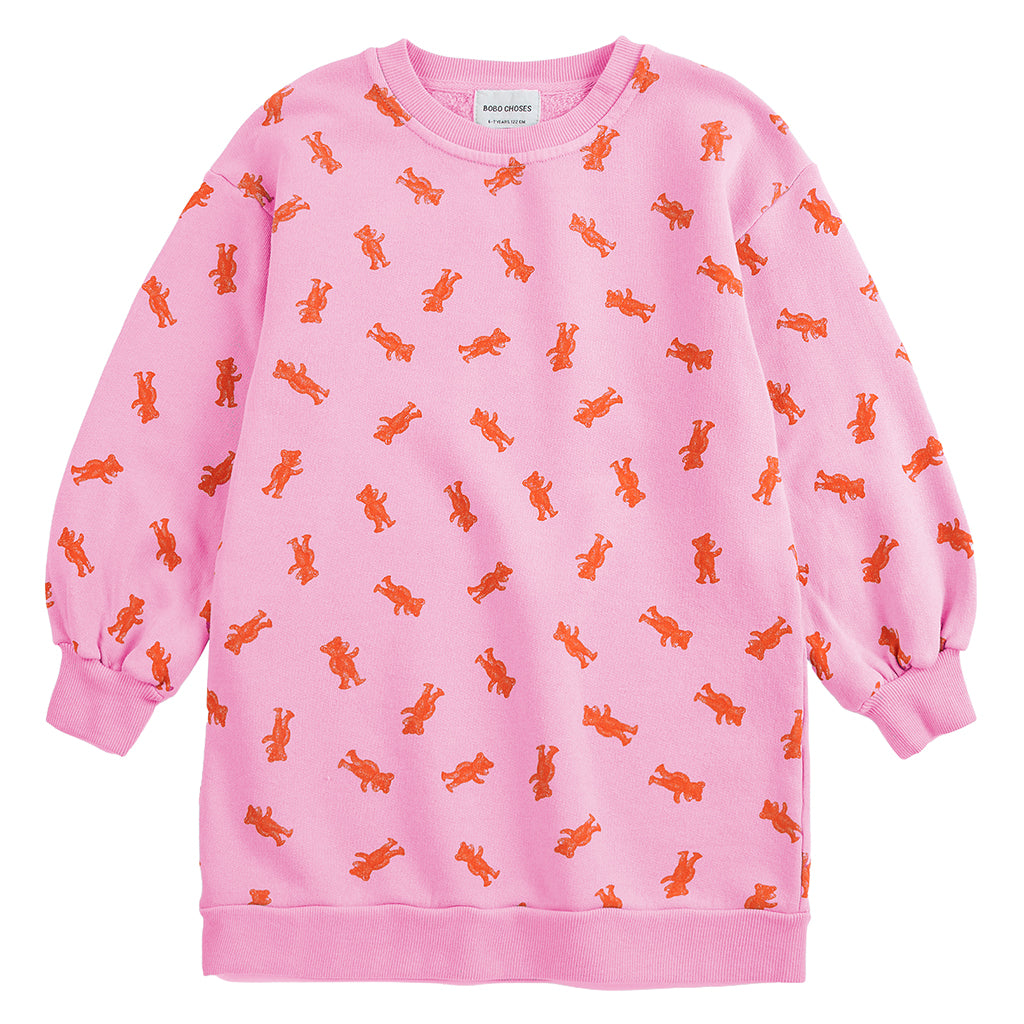 Bobo Choses Child Sweatshirt Dress All Over Softpaw Monster Print Light Blue