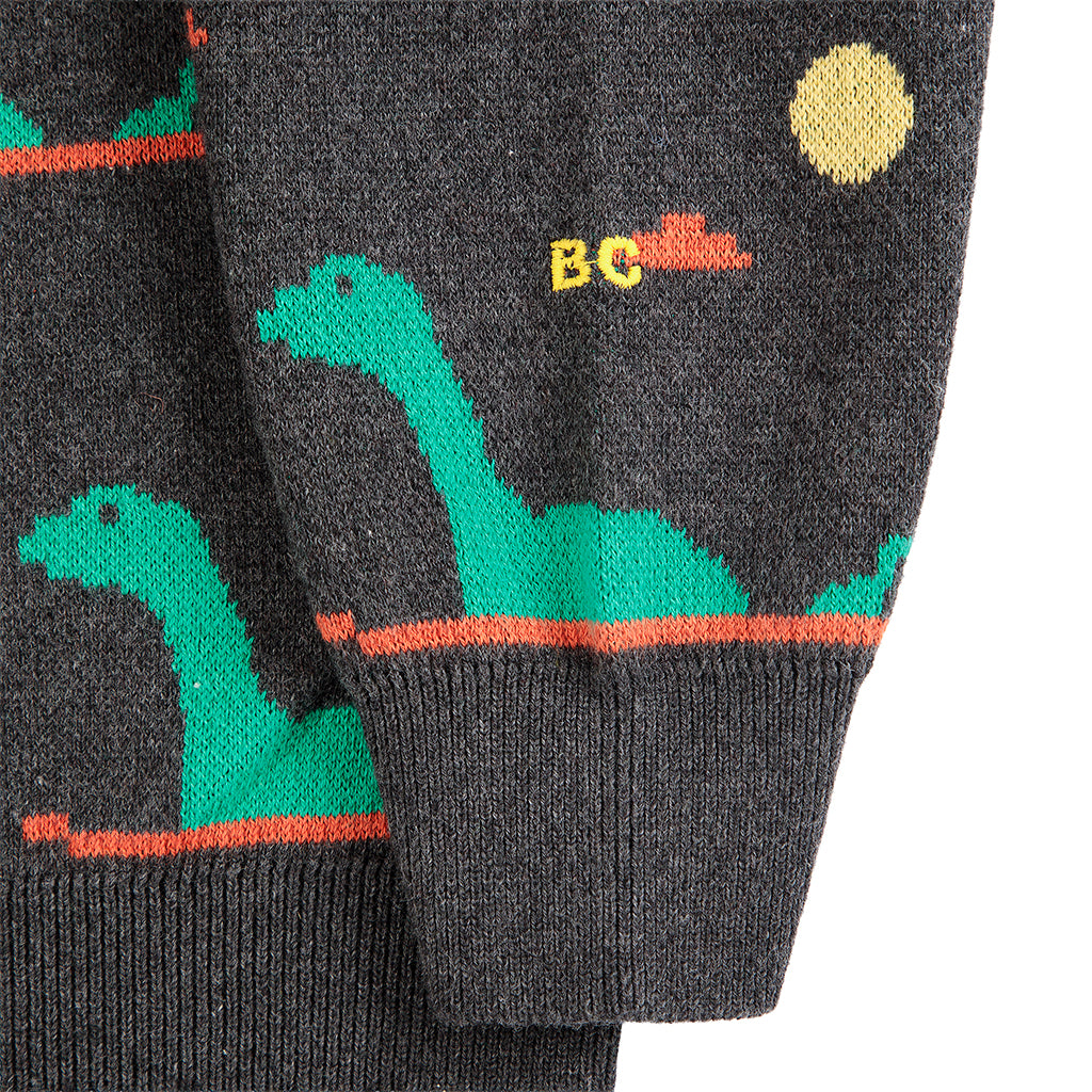 Bobo Choses Child Jacquard Sweater All Over Lake Monster Dark Heather Grey