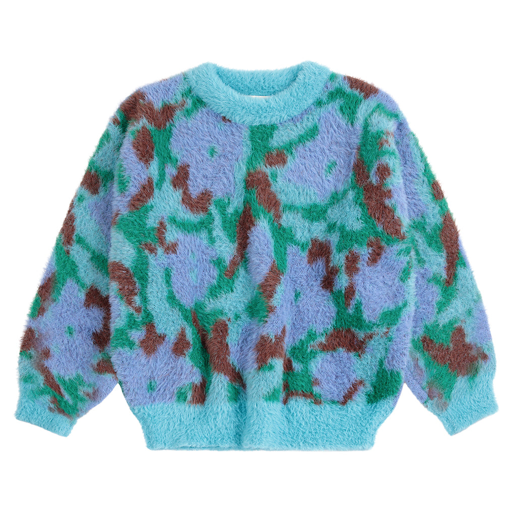 Bobo Choses Child Jacquard Sweater All Over Watercolour Floral Blue