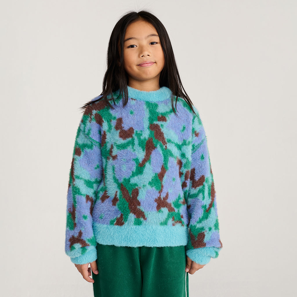 Bobo Choses Child Jacquard Sweater All Over Watercolour Floral Blue