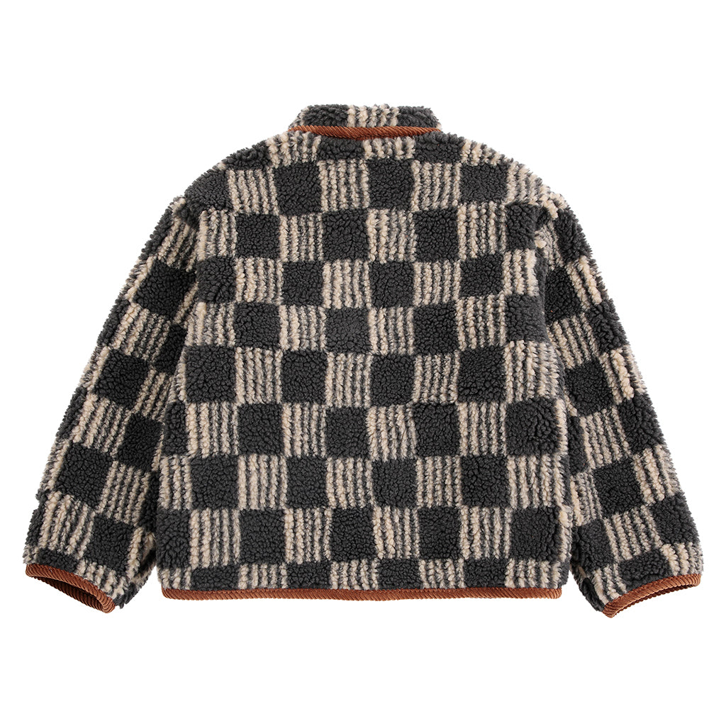 Bobo Choses Child Teddy Jacket All Over Almost Moiré Print Dark Grey