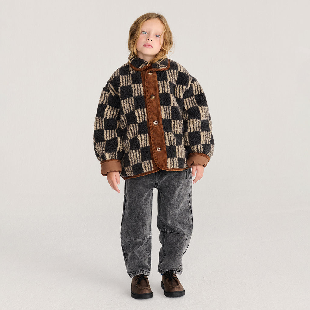 Bobo Choses Child Teddy Jacket All Over Almost Moiré Print Dark Grey