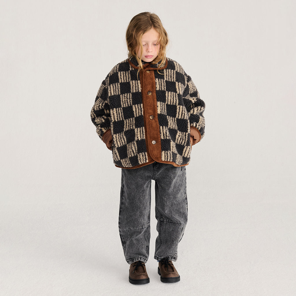 Bobo Choses Child Teddy Jacket All Over Almost Moiré Print Dark Grey