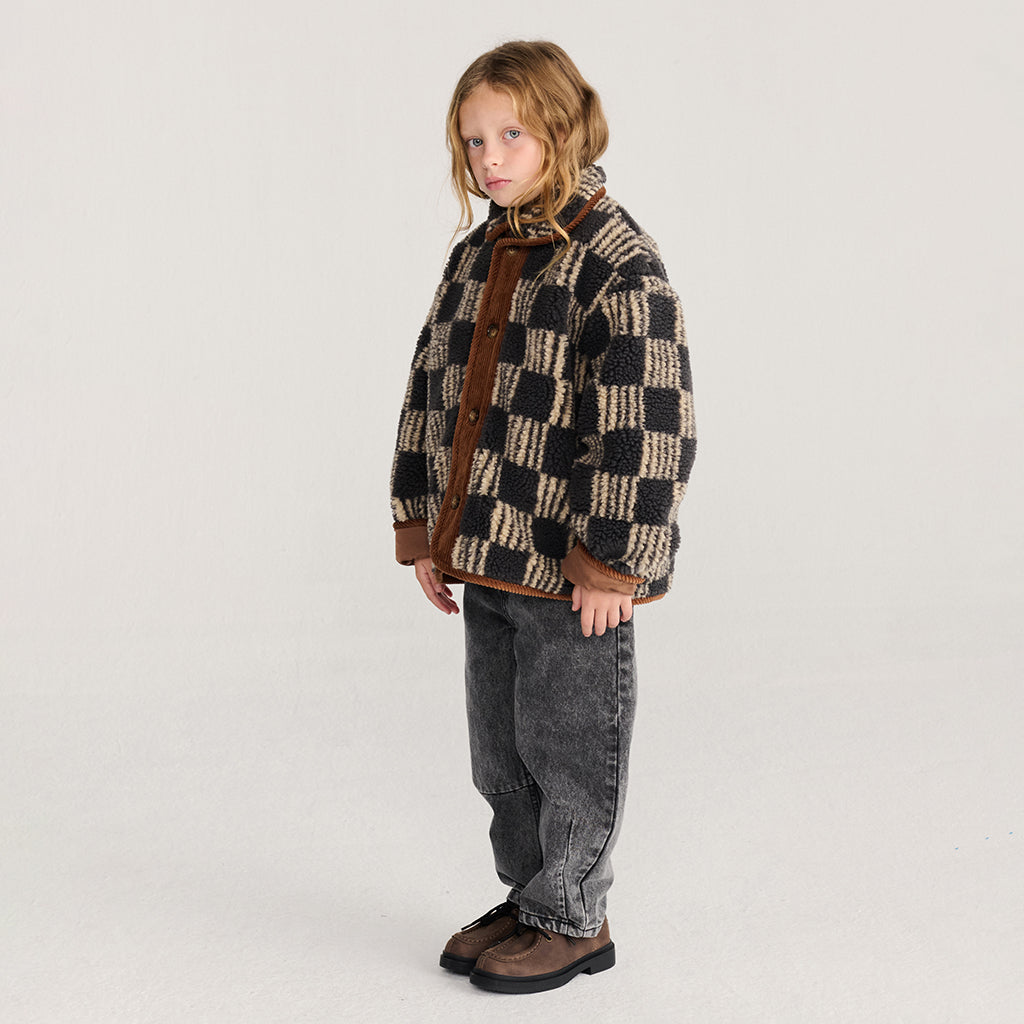 Bobo Choses Child Teddy Jacket All Over Almost Moiré Print Dark Grey