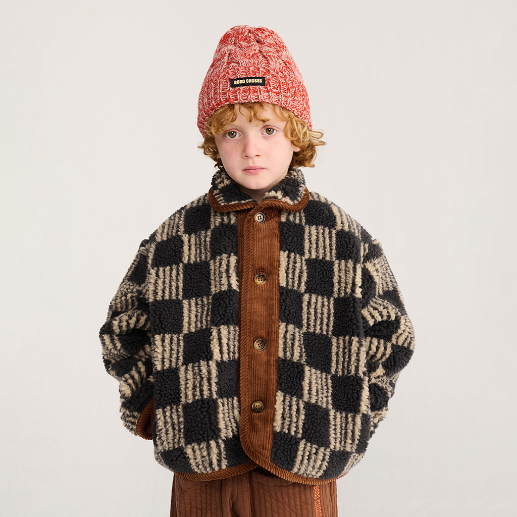 Bobo Choses Child Teddy Jacket All Over Almost Moiré Print Dark Grey