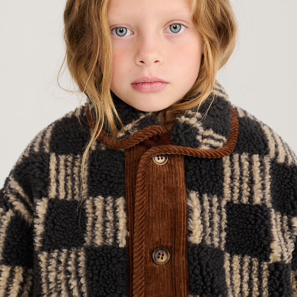Bobo Choses Child Teddy Jacket All Over Almost Moiré Print Dark Grey