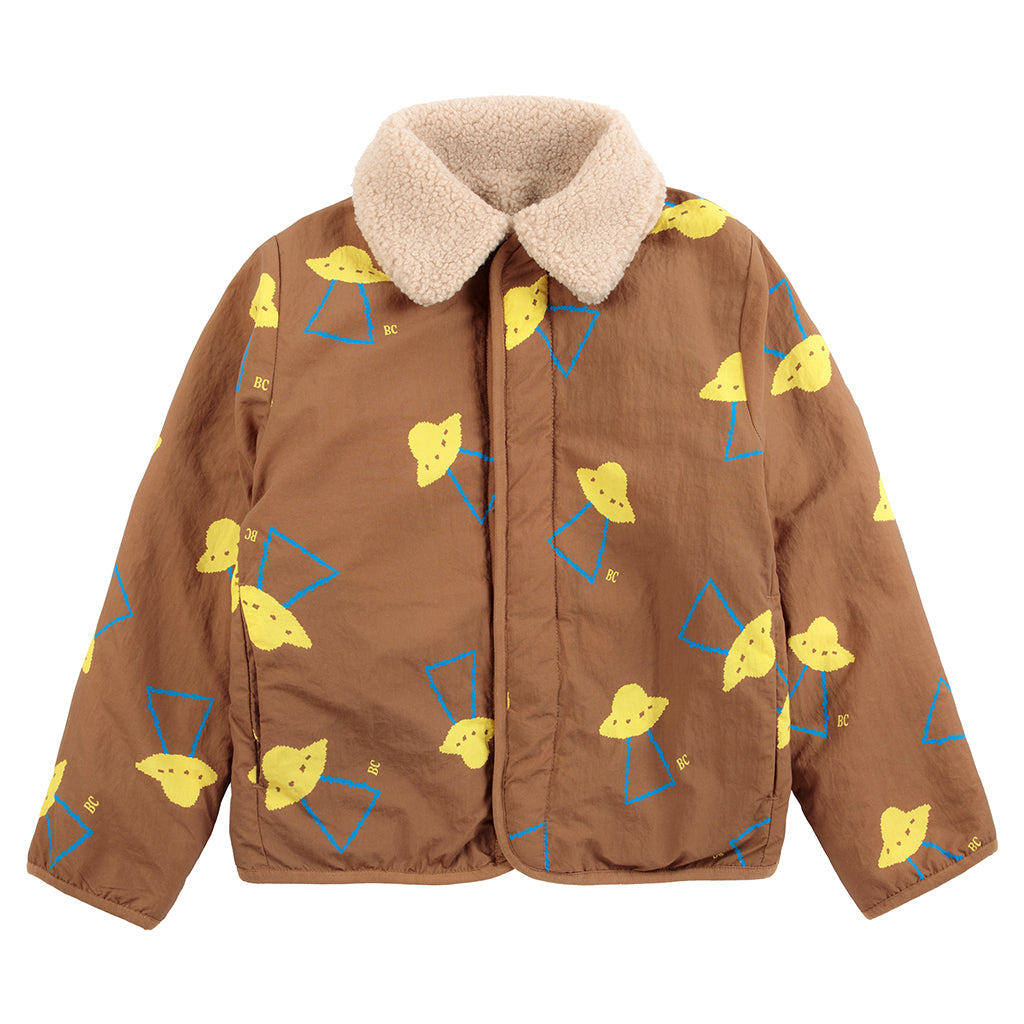 Bobo Choses Child Reversible Teddy Jacket All Over Pixel Abduction Print Brown