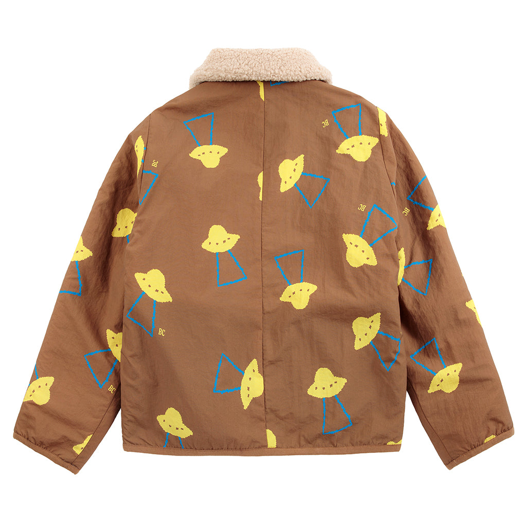 Bobo Choses Child Reversible Teddy Jacket All Over Pixel Abduction Print Brown