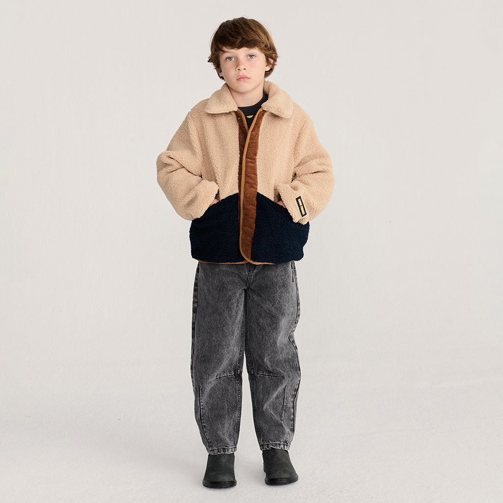 Bobo Choses Child Reversible Teddy Jacket All Over Pixel Abduction Print Brown