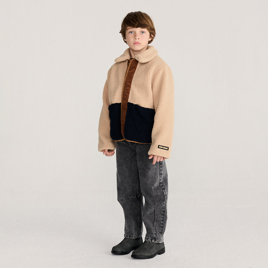 Bobo Choses Child Reversible Teddy Jacket All Over Pixel Abduction Print Brown