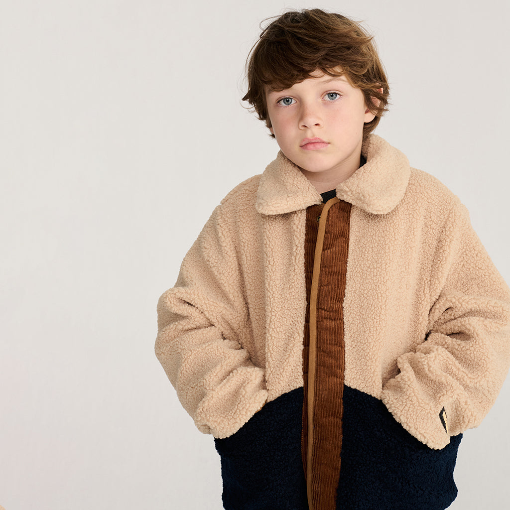 Bobo Choses Child Reversible Teddy Jacket All Over Pixel Abduction Print Brown