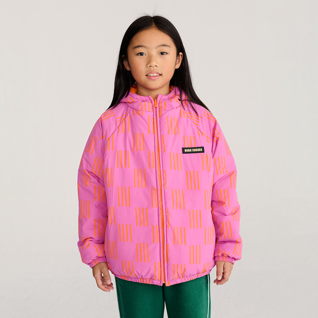 Bobo Choses Child Reversible Jacket All Over Almost Moiré Print Fuchsia Pink